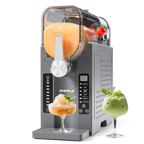 CHIVALZ Slush Maschine, 2L Slushie Machine für Zuhause für Slushi, Frappé, Milchshake & Margaritas, Ohne Eis Benötigt, LED Display, Selbstreinigend, Grau, AD03, 6 Programmen+1 Pack CHIVALZ Slush Maschine, 2L Slushie Machine für Zuhause für Slushi, Frappé, Milchshake & Margaritas, Ohne Eis Benötigt, LED Display, Selbstreinigend, Grau, AD03, 6 Programmen+1 Pack von CHIVALZ