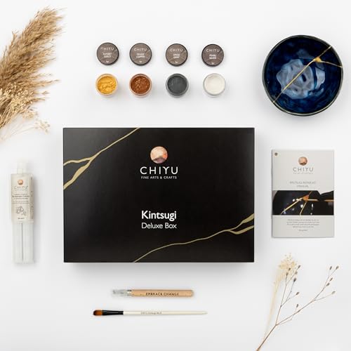 CHIYU Bio Kintsugi Reparatur Set: Deluxe Box - Gold, Silber & Kupfer – Goldkleber - Biobasiert – Lebensmittelecht - Das vollständigste und haltbarste Set CHIYU Bio Kintsugi Reparatur Set: Deluxe Box - Gold, Silber & Kupfer – Goldkleber - Biobasiert – Lebensmittelecht - Das vollständigste und haltbarste Set von CHIYU