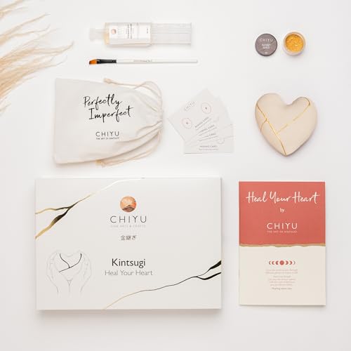 CHIYU Kintsugi kit - Heal Your Heart - Gold Kleber - Inklusive Keramik Herz - Geschenkbox - Kintsugi Reparatur Kit - erhältlich - Elfenbein von CHIYU
