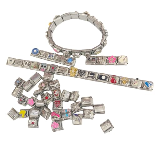 100 austauschbare italienische Charm-Glieder aus Edelstahl, Handkettenmodul, personalisierte Schmuckherstellung, italienischer Charm 100 austauschbare italienische Charm-Glieder aus Edelstahl, Handkettenmodul, personalisierte Schmuckherstellung, italienischer Charm von CHIZISX