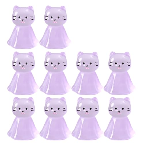 10pcs Harze Glühende Katzen Mit Kap Figuren Leuchten In Dunklen Ornamenten Für Haus Und Gartenlandschaftsverstärkung Dekore Dekore Harze Miniaturen von CHIZISX