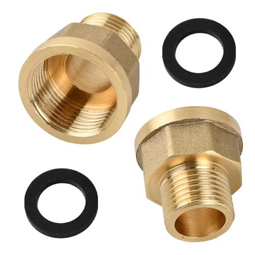 2 Stück Messing Gewindekupplung, 1,3 cm Außengewinde x 1,9 cm Innengewinde, Reduzierstück, einfache Installation für Wasserrohrsysteme, starkes Messing, Reduziernippel von CHIZISX