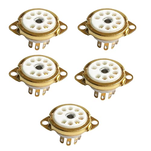 5 x 9-polige Rohrbuchse für 12AX7 12AT7 12AU7 ECC83 ECC82 E88CC 6922 6p1 6p14 6n1 6N2 6N3 6N4 für Heimwerker, Hobbyisten, Radio-Rohrsteckdose von CHIZISX