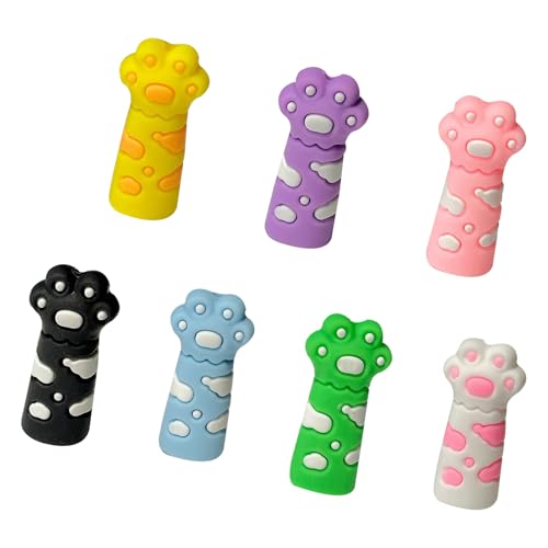 7 PCs Silikon Bleistift Schöne Katzen Klauenstifte Kappen Extender Holder Für Kinder Erwachsene Schulzubehör Katzen Klauenkappen Tipps Schutzabdeckung Extender Holder von CHIZISX