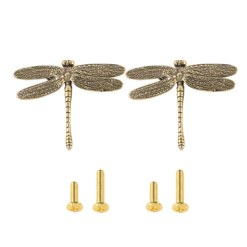 CHIZISX 2pcs Antique Messing Styles Schrankgriff Mit Libellenmotiven Ergonomischer Grip Einfach Installation Home Dekoration Einfach Installieren Den Schrankgriff von CHIZISX