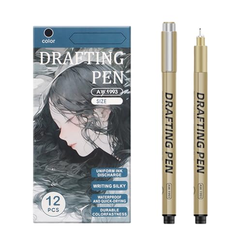 CHIZISX 6/9/12 Stück/Set Feine Linie Stift Set Zeichenstift Zeichenstift Zeichenstift Wasserdicht Markierstift Schule Bürobedarf zum Skizzieren von CHIZISX