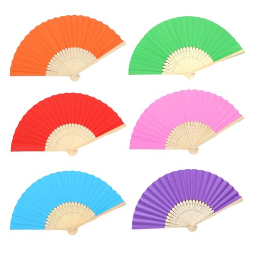 CHIZISX 6 x mehrfarbige, faltbare Tanz-Handventilatoren für Line Dancing Raves Event Wiederverwendbarer Lüfter mit anpassbarem Design von CHIZISX