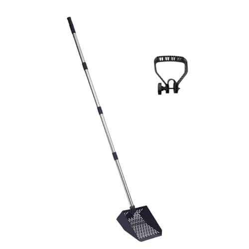 CHIZISX Verstellbare Edelstahl-Mistschaufel mit ergonomischem Griff und Siebplatte für Geflügelfarm-Design, Metall, Egesta-Siebschaufel von CHIZISX