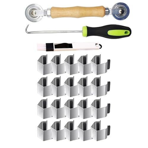 Kombiniertes Bildschirmtür-Werkzeug-Set mit 20 Stahl-Clip-Verzahnungen, Rollen-Entfernungshaken, geeignet für Fenster-Reparatur, Stahl-Sieb-Reparatur-Set von CHIZISX