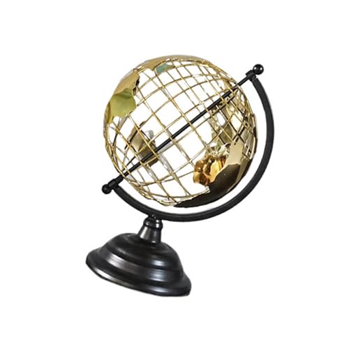 Moderne schwarze und goldene Weltkugeln, Schreibtisch-Dekoration mit Draht-Akzent-Design, Schwarz und Gold von CHIZISX