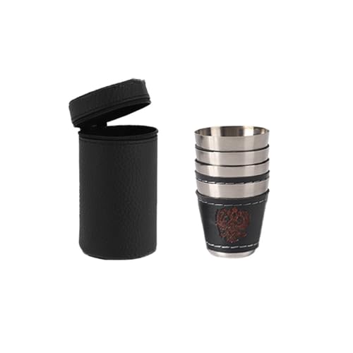 Schnapsgläser aus Stahl, elegante Schnapsgläser mit Lederbezug, 30/70/180 ml Fassungsvermögen, Becher für Genuss Draußen, Schnapsglas von CHIZISX