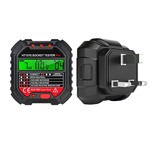 HT107 Socket Tester Spannungstest EU/UK/US-Plug-Linie Tester RCD-Spannungsmessung LCD-Anzeigen-Socket-Tester-HT107E-UK von CHJIENJUJIDZ