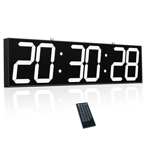 CHKOSDA 27'' Doppelseitige Digitale Wanduhr, Multifunktionsuhr mit Timer, Temperatur- und Datumsanzeige, großes Display für Flure, Bahnhöfe und Krankenhäuser(weiß) von CHKOSDA