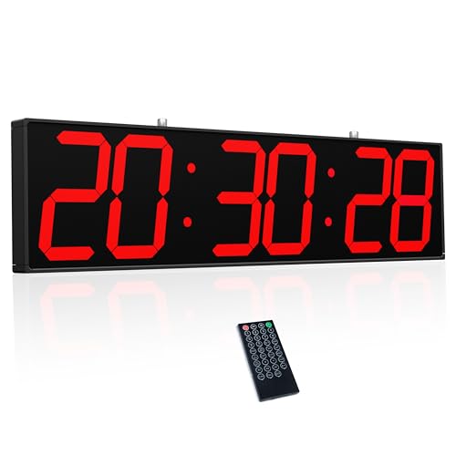 CHKOSDA 27'' Doppelseitige Digitale Wanduhr, Multifunktionsuhr mit Timer, Temperatur- und Datumsanzeige, großes Display für Flure, Bahnhöfe und Krankenhäuser (rot) von CHKOSDA