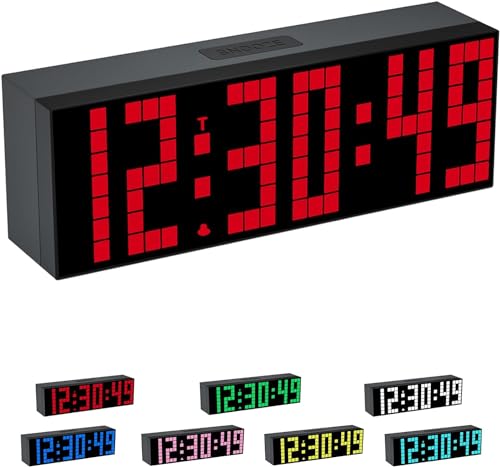 CHKOSDA Digitaler Wecker, Led-Uhr mit 2" Digital, 7 Farboptionen, einstellbare Helligkeit, Countdown-Uhr mit Fernbedienung, Kalender und Temperaturanzeige Tischuhr für Schlafzimmer von CHKOSDA