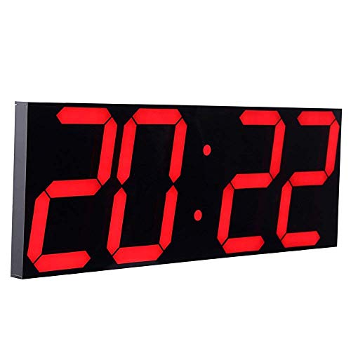 CHKOSDA LED Uhr Digitale Uhr Große Wanduhr mit 18-Zoll-LED-Anzeige, Countdown-Uhr mit 8 einstellbaren Helligkeiten, 16 Alarm einstellen, 12/24-Stunden-Anzeige, Temperatur- und Kalenderanzeige(Rot) von CHKOSDA