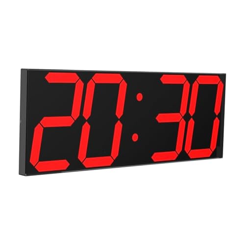 CHKOSDA LED Uhr Digitale Uhr Große Wanduhr mit 18-Zoll-LED-Anzeige, Countdown-Uhr mit 8 einstellbaren Helligkeiten, 16 Alarm einstellen, 12/24-Stunden-Anzeige, Temperatur- und Kalenderanzeige (Rot) von CHKOSDA