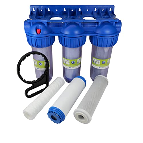 3-Stufen tropfdichtes Vorfilter System Wasserfilter 1 Zoll IG für Wasserversorgung Haus/Gartenpumpen, Hauswasserwerk von CHM GmbH