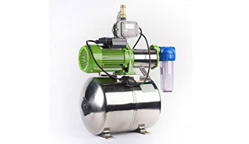CHM GmbH® Hauswasserwerk 24L Edelstahl, 6,5 Bar, 10.000 L/h + el. einstellbare Pumpensteuerung (LCD Display) mit Trockenlaufschutz von CHM GmbH