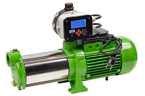 CHM GmbH® Kreiselpumpe 1,1 Kw Edelstahl 5400 L/h, 6,5 Bar Gartenpumpe mit Druckschalter einstellbar und Trockenlaufschutz von CHM GmbH