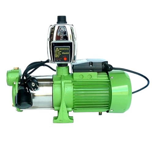 CHM GmbH® Kreiselpumpe Gartenpumpe Edelstahl 5400 L/h und 6,5 Bar mit Druckschalter/Trockenlaufschutz von CHM GmbH
