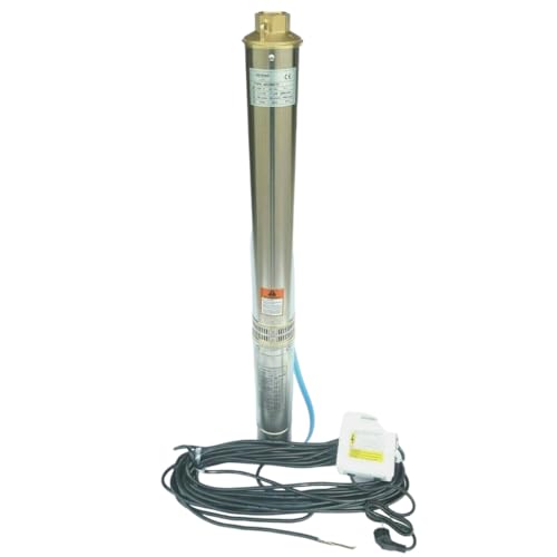 CHM GmbH® Tiefbrunnenpumpe 4 Zoll 1,1 Kw 8400 L/h 7,4 Bar Brunnenpumpe mit Schutzschalter Box von CHM GmbH