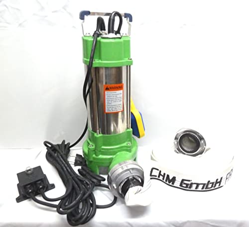 Profi Fäkalienpumpe Schmutzwasserpumpe V1500 mit Schneidwerk+30 Meter 2"C-Schlauch von CHM GmbH