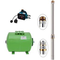Hauswasserwerk Brunnenpumpe 4 Zoll mit Druckschalter und Membrankessel 7,9 Bar, 5000 L/h von CHM
