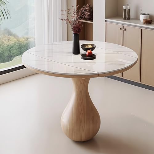 Moderner Esstisch und Stühle Set für 4 Personen, runder Holztisch in Marmoroptik mit 4 Kunstleder/Polsterstühlen, platzsparender Küchentisch und Stühle, Set für kleinen Raum, Wohnung, Homeoffice, Café Moderner Esstisch und Stühle Set für 4 Personen, runder Holztisch in Marmoroptik mit 4 Kunstleder/Polsterstühlen, platzsparender Küchentisch und Stühle, Set für kleinen Raum, Wohnung, Homeoffice, Café von CHMAIDEU