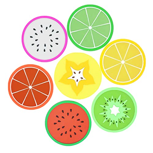 SyiXute 14 Stück Silikon Frucht Untersetzer,Dekorative Glasuntersetzer,Küche Untersetzer,Anti-Rutsch Glasuntersetzer für Küche Wohnzimmer und Bar von SyiXute