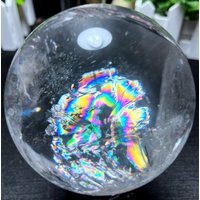 Große Regenbogen Weiße Kristallquarz Kugel/Regenbogen Kristall Kugel/Seltene Quarz/Meditation/Fengshui/Energie/Heilung/Besondere Geschenke/Wahrsage von CHMineralCollection