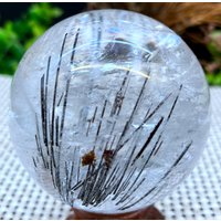 Große Seltene Transparente Schwarze Turmalin Rutilkristall Kugel/Schwarzer Beinhaltet Kristall Kristallexemplar Kristallenergie von CHMineralCollection
