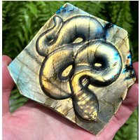 Handgeschnitzte Sheen Labradorit Bergkristall Schlange/Glänzend Polierter Labradorit/Chakra Reiki/Wohndekor/Sammlerstücke/Heilstein/Chakra von CHMineralCollection
