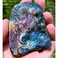 Handgeschnitzter Sheen Labradorit Bergkristall Drache/Fliegender Drache/Glänzend Polierter Labradorit/Chakra/Wohndekor/Sammlerstücke/Heilstein von CHMineralCollection