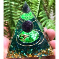 Lebensbaum Amethyst Kugel Orgon/Kristall Pyramide Orgonit/Positive Energie Generator/Chakra Heilung/Besonderes Geschenk/Energiestein von CHMineralCollection