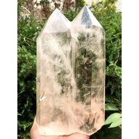 Natürliche Seltene Klare Regenbogen Weiß Kristall + Turmalin Grün Phantom Quarz Punkt/Klar Turm/Kristall Turm/Heilung Stein/Selbst Stehen von CHMineralCollection