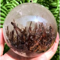 Natürliche Seltene Transparente Braune Turmalin Rutilquarzkugel/Enthält Kristall Kristallprobe Kristallenergie Chakra von CHMineralCollection