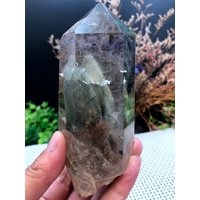 Natürlicher Naturbelassener Gartengrüner Phantomquarz Pyramide/Bergkristall/Bergkristall/Heilstein/Heilkristall/Besonderes Geschenk von CHMineralCollection