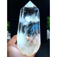 Natürlicher Transparenter Wasserklarer Kristallquarz "Blaue Nadel" Punkt/Kristallquarz Punkt/Weißer Kristallturm/Meditationsstein/Geschenk von CHMineralCollection