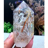 Rarität Großer Brauner Turmalin Kupfer Mine Rutilquarz Turm/Braun Eingeschlossen Crystal Point/Crystal Specimen/Crystal Energy von CHMineralCollection