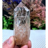 Seltene Große Klare Goldene Rutil-Einschlüsse Quarzspitze/Kristallturm/Goldnadeln Kristallexemplar/Besonderes Geschenk/Heilstein/Chakra von CHMineralCollection