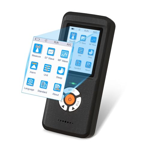 CHNADKS EM-102 Elektrosmog Messgerät – Tragbares EMF-Detektor mit TFT-Farbdisplay, Echtzeitüberwachung von Magnetfeld, E-Feld & Leistung, Wellenformanzeige, Alarm, für Haushalt, Büro, Baustelle von CHNADKS
