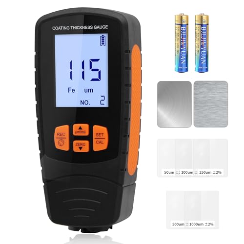 CHNADKS Lackdickenmessgerät, Schichtdickenmessgerät mit LCD -Display, Wiederaufladbar Lackmessgerät Auto für Fe/NFe Automatische Erkennung 0-1700μm von CHNADKS