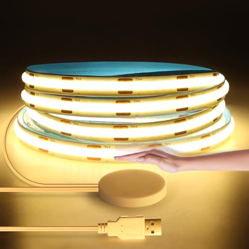 CHNMALITAI 5V USB COB LED Streifen, 3M Warmweiß Dimmable COB LED Strip Light with Touch and Hand Sweep Dimmer Schalten For Innen Küche Bedroom Kitchen Beleuchtung von CHNMALITAI
