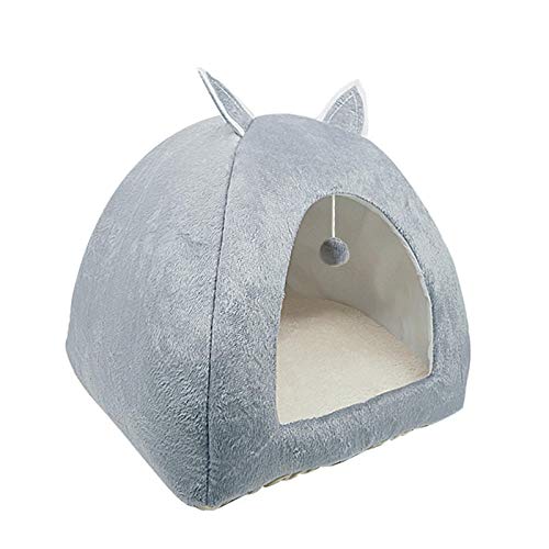 Katzenbett für tiefen Schlafkomfort im Winter, Kissenkorb geeignet für Katzenhausprodukte, Haustierzelt, bequemes Höhlenbett, Innenbereich, S-fit für 1–2 kg, Hellgrau von CHNNO1