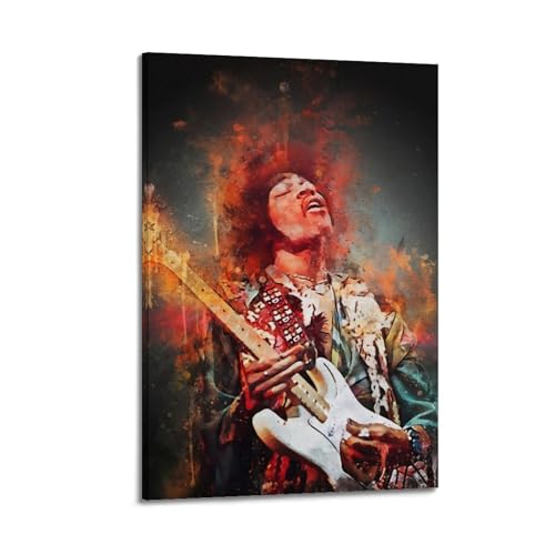 CHNT Jimi Hendrix Leinwand-Poster, Wandkunst, Leinwandgemälde, Wohnzimmer, Schlafzimmer, Heimdekoration, Büro, Wandposter, Fitnessstudio, Kunstmalerei, 60 x 90 cm von CHNT