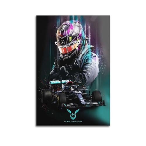 CHNT Lewis Hamilton Poster, Wandkunst, Leinwandgemälde, Wohnzimmer, Schlafzimmer, Heimdekoration, Büro, Wandposter, Fitnessstudio, Kunstmalerei, 50 x 75 cm von CHNT