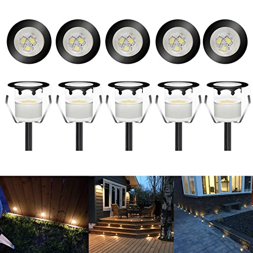 CHNXU 10er Set Terrassen Einbaustrahler LED Bodeneinbaustrahler Ø30mm 0.6W Aussen DC12V Warmes Weiß IP67 Wasserdicht LED Einbauleuchten Deckenstrahler für Küche Garten Treppen Bad Balkon, Schwarz von CHNXU