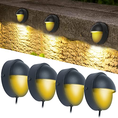 CHNXU 4 Stück LED Einbaustrahler Wandleuchte 2W 120LM Wandbeleuchtung IP65 Wasserdicht Warmweiß 3000K Halbkreis Wandlampe Zaunlicht Terrassenbeleuchtung für Garten Treppen Einfahrt (ohne Netzteil) von CHNXU