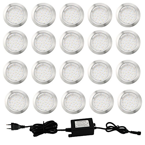 CHNXU LED Boden Einbaustrahler, 20er Set Bodeneinbaustrahler Blau IP67 Wasserdichte Außen Ø80mm LED Treppen Bodenleuchten Außenbeleuchtung Lampe für Küche Garten von CHNXU